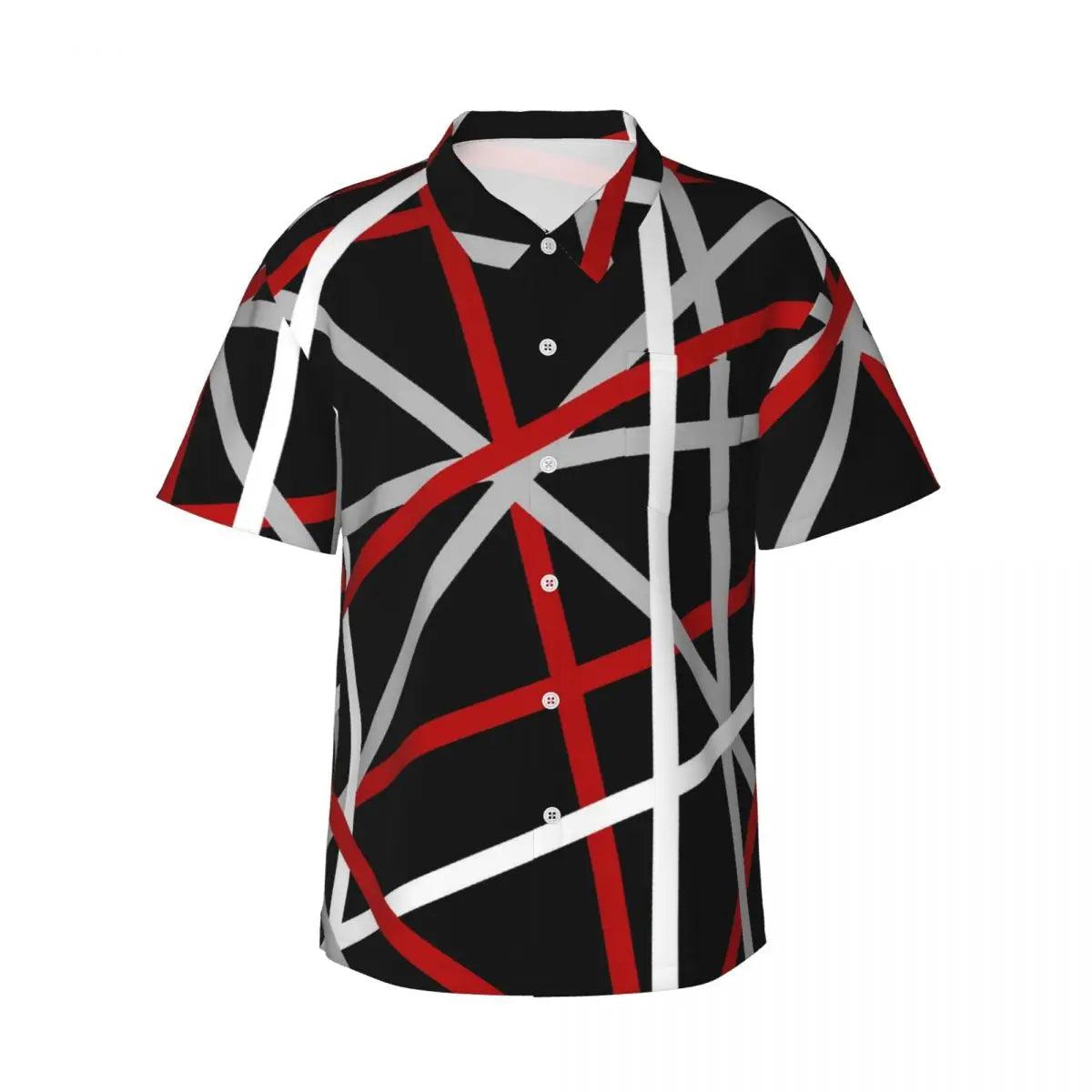 Summer Beach Van Shirt Halen Vans Lines Print Cool Blouse Casual Shirts Male Short Sleeve 1984 Street Clothing - Premium hawaiian shirt from Lizard Vigilante - Just $29.84! Shop now at Lizard Vigilante