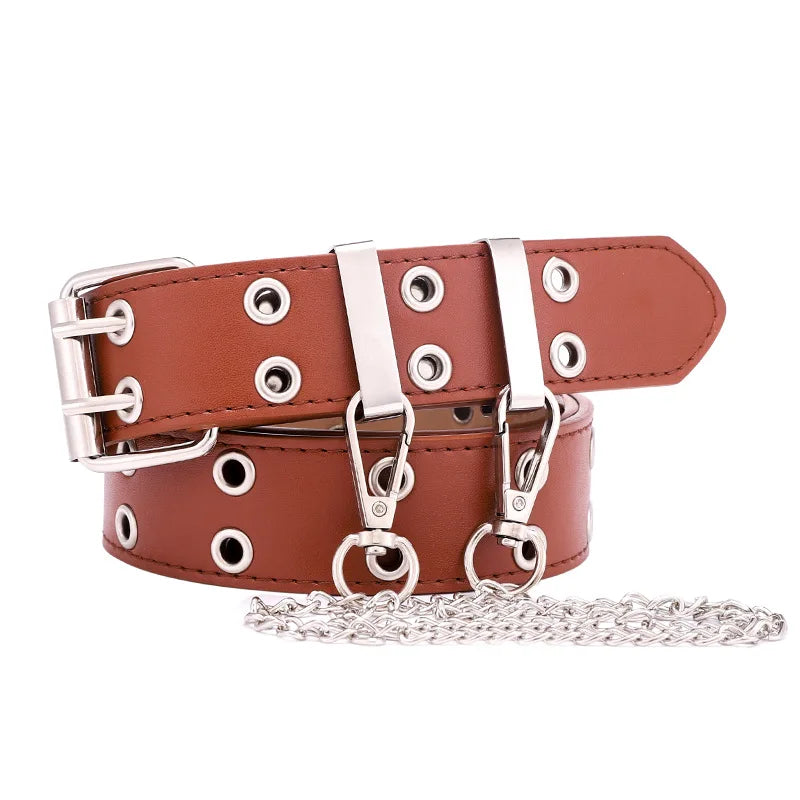 Women's Punk Chain Belt - Alloy Buckle, PU Leather - Premium belt from Lizard Vigilante - Just $18.99! Shop now at Lizard Vigilante