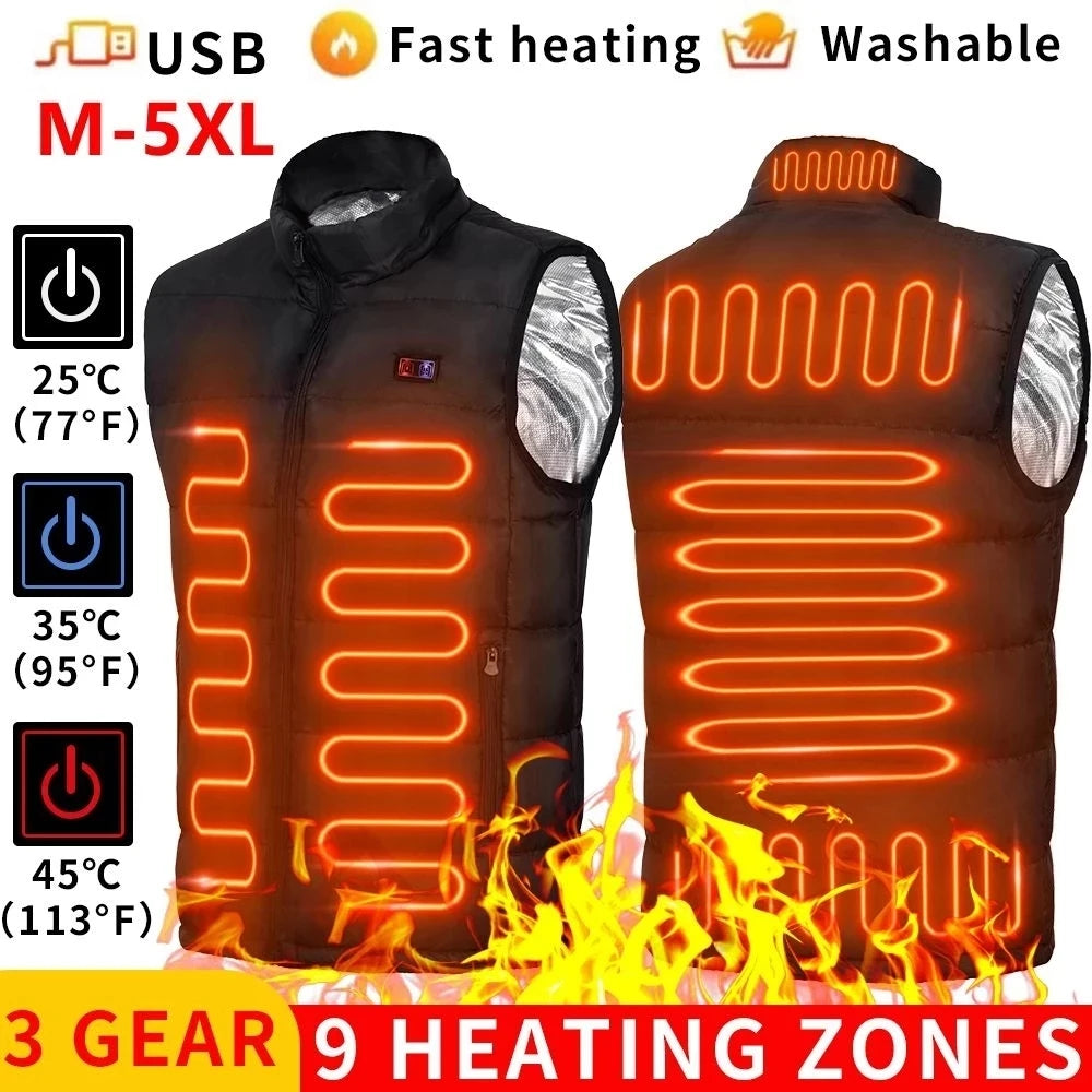 Easy To Use, 9 Zone Heated Vest Electric USB Battery-Powered Jackets Men Women Sportswear Warming Coat Graphene Warm Coat For Camping - Premium heated vest from Lizard Vigilante - Just $48.88! Shop now at Lizard Vigilante