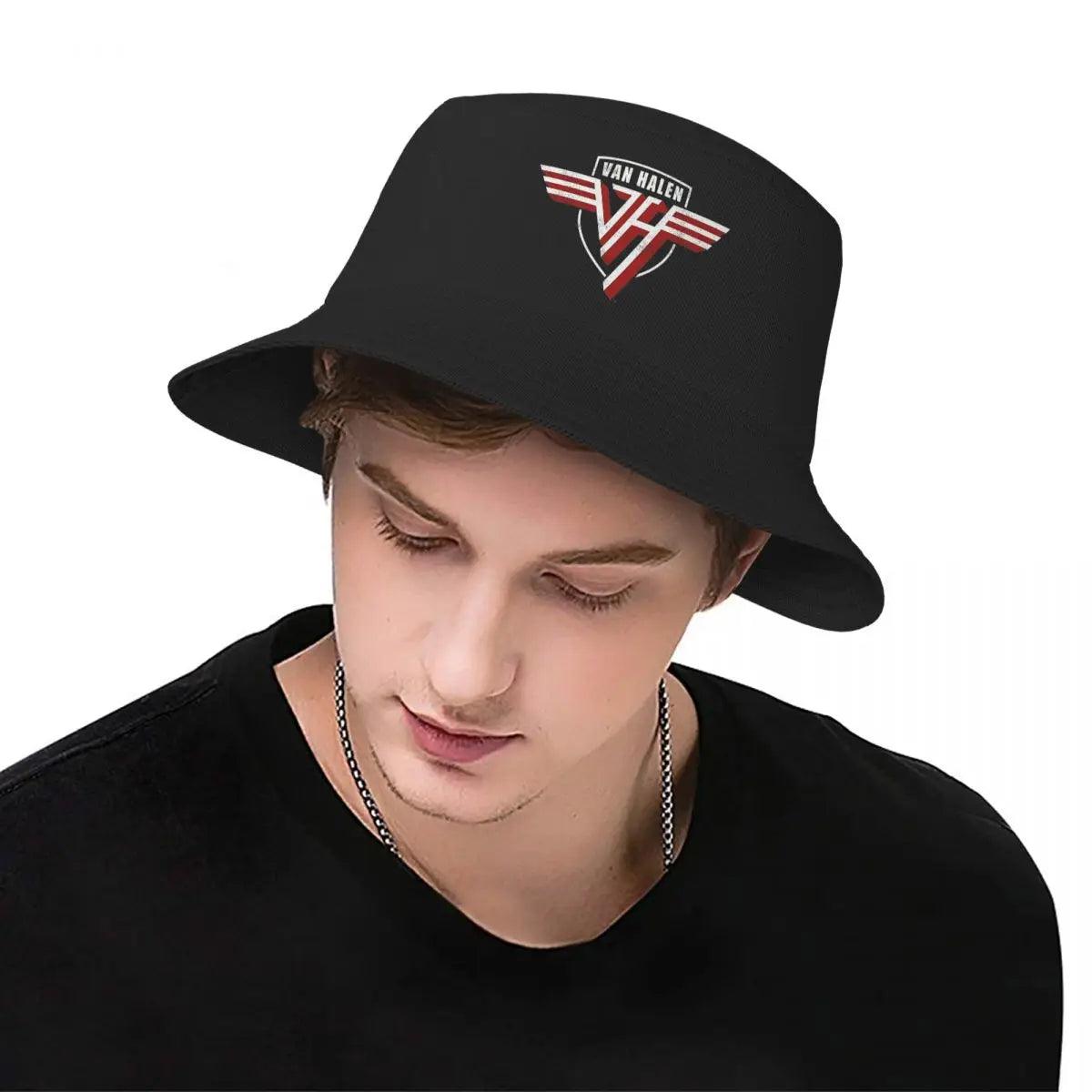 Beach Hatwear Van Halen Merch Bucket Hats Street Teen Sun Hat Rock Band Edward VH Hat Lightweight Fisherman Hats Outdoor - Lizard Vigilante