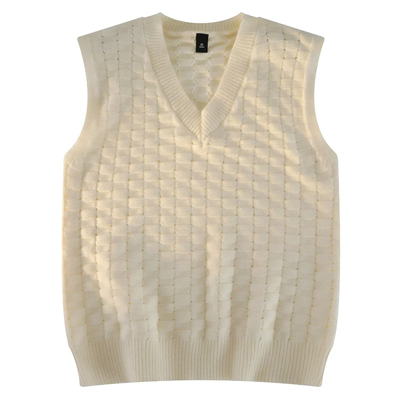 “GRUNGEWEAVE 666” Vintage Knit Vest – Jacquard Check Pattern Sleeveless V-Neck Armor for Off-Stage Legends & Louder Lives - Premium vest from dsers - Just $47.99! Shop now at Lizard Vigilante