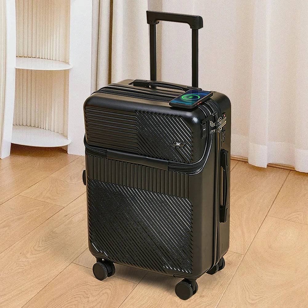 20" Expandable Carry-On Suitcase with USB Charging – Scratch-Resistant, Spinner Wheels, and Front Access for Ultimate Travel Convenience - Premium luggage from Lizard Vigilante - Just $95.99! Shop now at Lizard Vigilante