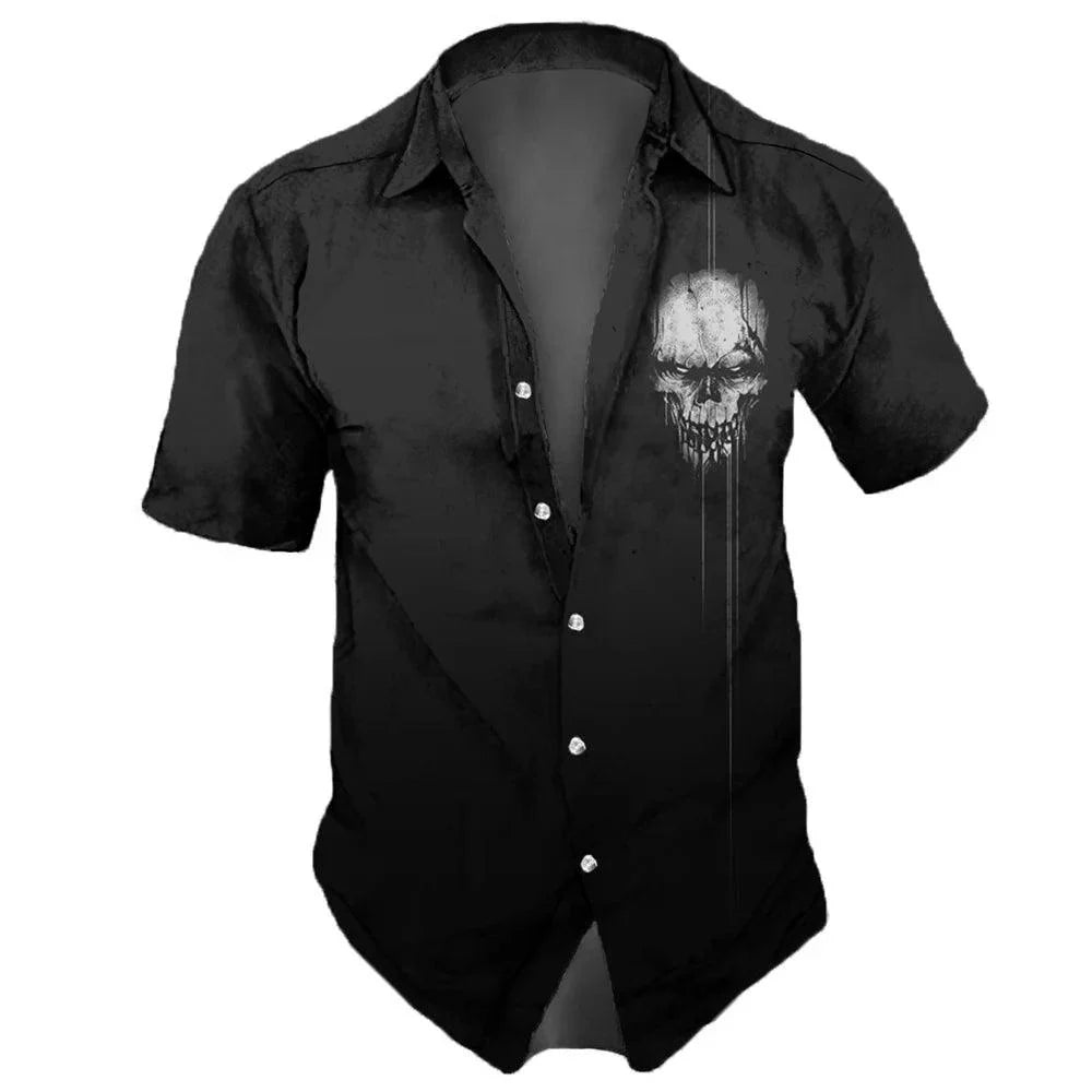 Vintage Skulls Men's Hawaiian Shirt - Casual Short Sleeve Streetwear for Males - Premium hawaiian shirt from Lizard Vigilante - Just $26.66! Shop now at Lizard Vigilante