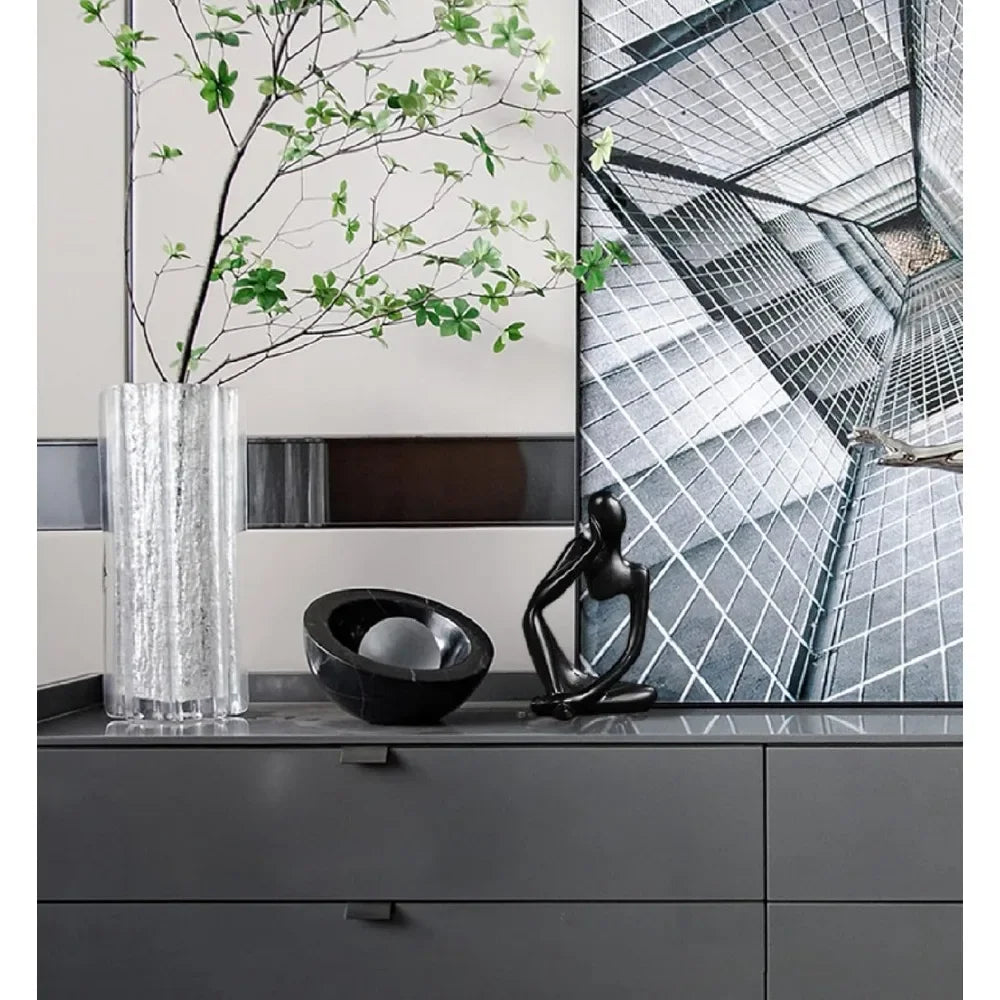 Decorations for Home Living Room Office Mini Thinker Sculpture Ornaments Resin Black Modern Abstract Sculptures Desktop