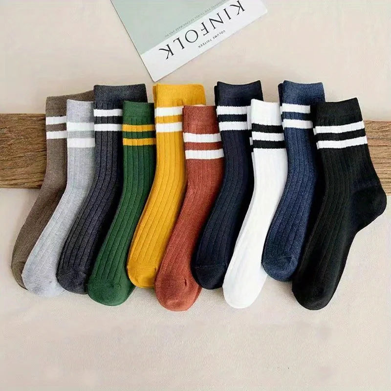 5 Pairs Of Men's Socks, Autumn And Winter Vintage Fun Fashion Athletic Socks, Sports Trend Socks - Premium socks from Lizard Vigilante - Just $12.88! Shop now at Lizard Vigilante