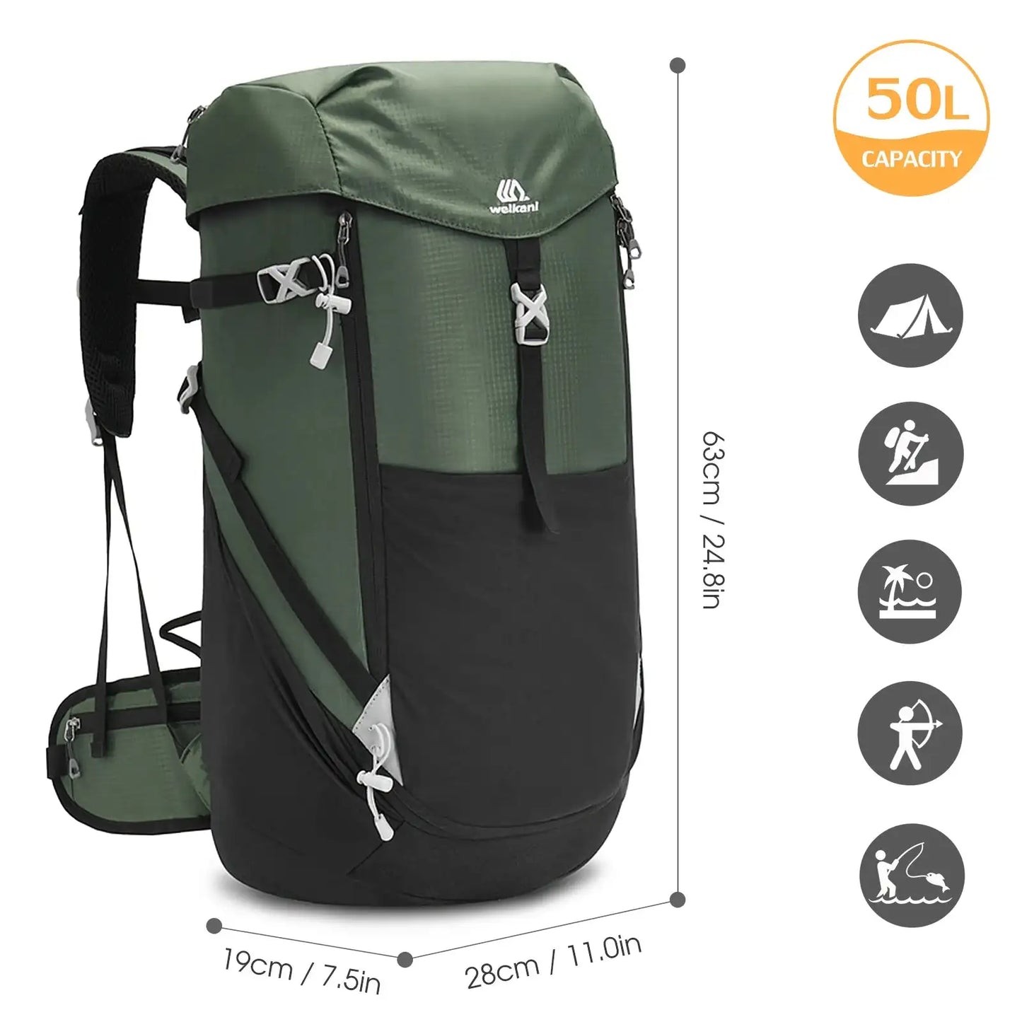 50L Mountain Backpack Waterproof Shoulder Bag Outdoor Sports Bag Tactical Backpack for Men / Women Camping tent Travel Hiking