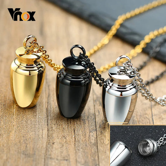 Vnox Openable Earthen Jar Columbarium Shape Pendant for Men Women,Stylish Perfume Holder Ashes Cremation Urn Punk Rock Necklace - Premium  from Lizard Vigilante - Just $18.99! Shop now at Lizard Vigilante