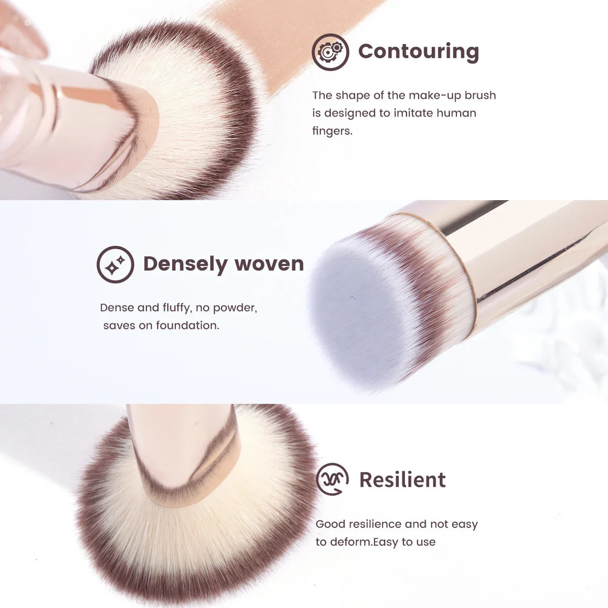 MAANGE 2PCS Foundation Brush Set for Liquid Cream Powder Contour Buffing Blending Concealer Face Brush Cosmetic Makeup Tools