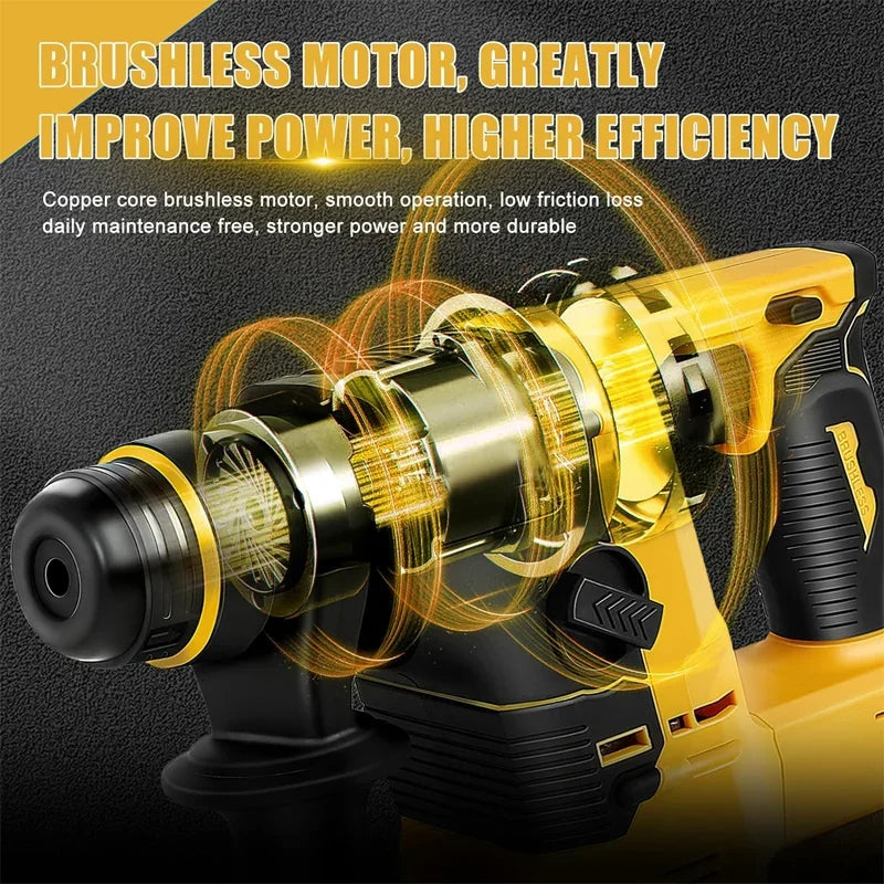 Electric Goddess 20V Cordless Brushless Impact Hammer Drill – Multifunctional, Rechargeable Power Tool for Dewalt Batteries – Drill, Hammer, and Pick Action with Adjustable Modes - Premium  from dsers - Just $161.08! Shop now at Lizard Vigilante