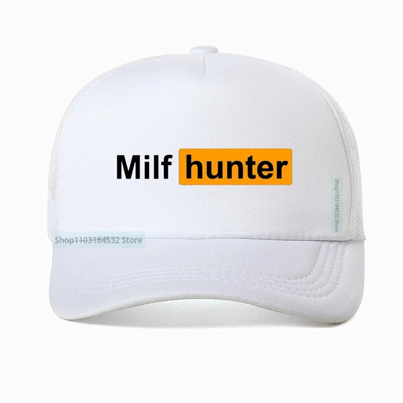 Milf Hunter Graphic Trucker Cap Funny Adult Baseball Hat Summer Streetwear Adjustable