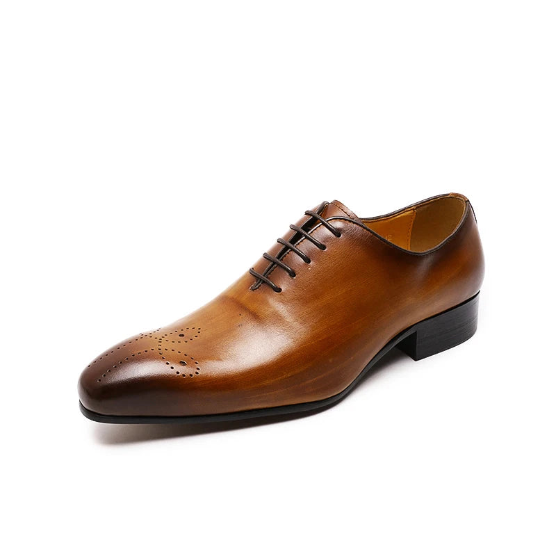 Felix Chu Men's Oxford Genuine Leather Shoes | Whole Cut Pointed Toe Lace-Up Formal Dress Shoes | Perfect for Business & Weddings - Premium flats from Lizard Vigilante - Just $88.88! Shop now at Lizard Vigilante