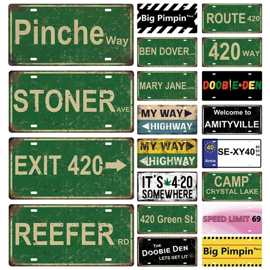 420 Series Retro Metal Tin Sign Stoner Avenue Mary Jane Lane  Street Sign Weed Stoner Vintage Rustic Stoner Grunge Room Decor - Premium  from Lizard Vigilante - Just $12.99! Shop now at Lizard Vigilante
