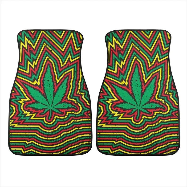 Vibrant Rasta Cannabis Car Floor Mats – Set of 4, Colorful Marijuana Mats for Cars, Trucks, Vans, and SUVs - Premium floor mats from Lizard Vigilante - Just $38.88! Shop now at Lizard Vigilante