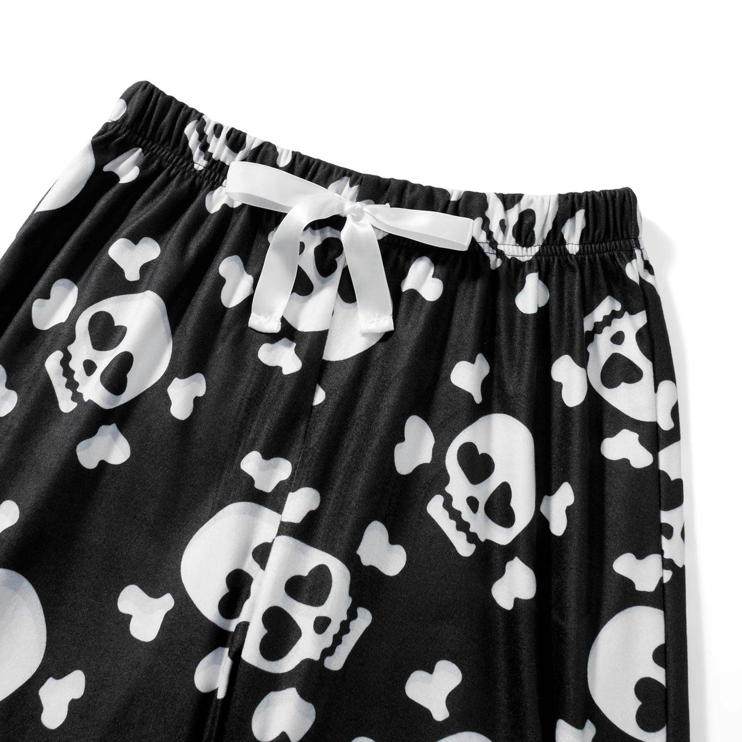 Skull Sleepwear Long Pants Elastic Waist Combhasaki Womens Fuzzy Pajama Pants Thickened Halloween Night Loungewear Bottoms - Premium pants from Lizard Vigilante - Just $31.47! Shop now at Lizard Vigilante