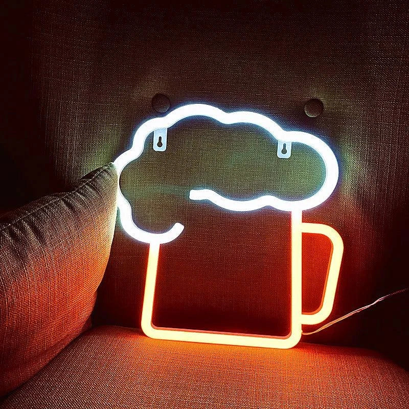 LED Beer Glass Neon Light Glowing Festival Decoration Desktop Atmosphere Neon Lamp KTV Bar Home Party Decor Adult Kid Gift - Lizard Vigilante