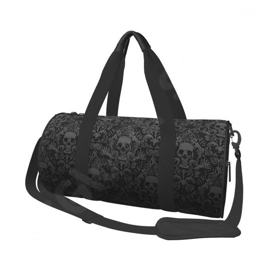 Victorian Gothic Black Skull Travel Bag Sport Gym Duffle with Shoe Compartment Wet Pocket for Men and Women - Premium duffle bag from Lizard Vigilante - Just $47.99! Shop now at Lizard Vigilante