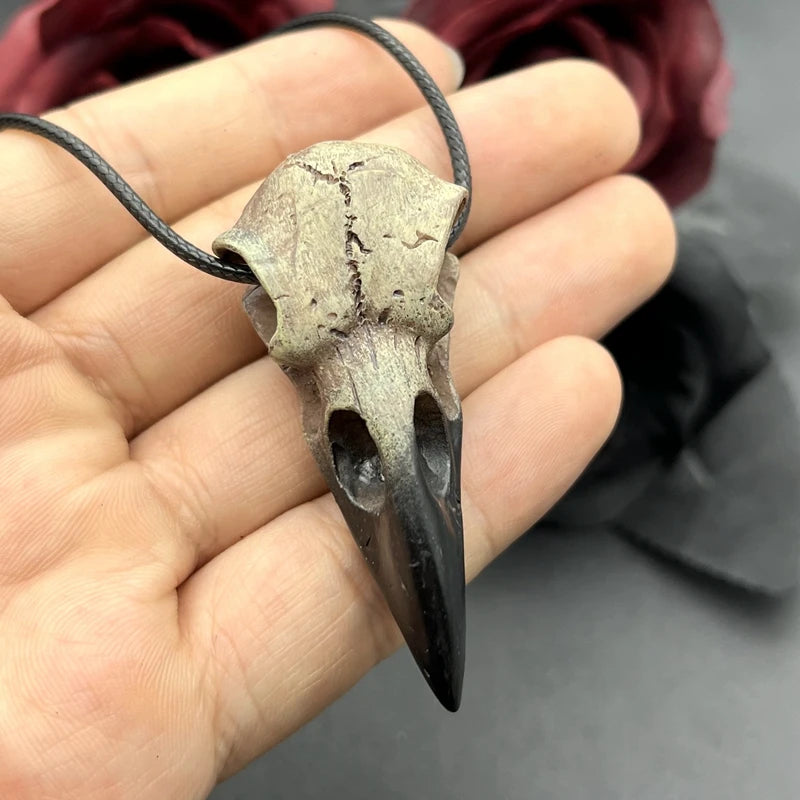 Skull Necklace 3D Goth Raven Resin Replica Raven Magpie Crow Gothic Gift Halloween Raven Skull Necklace - Premium necklace from Lizard Vigilante - Just $15.99! Shop now at Lizard Vigilante