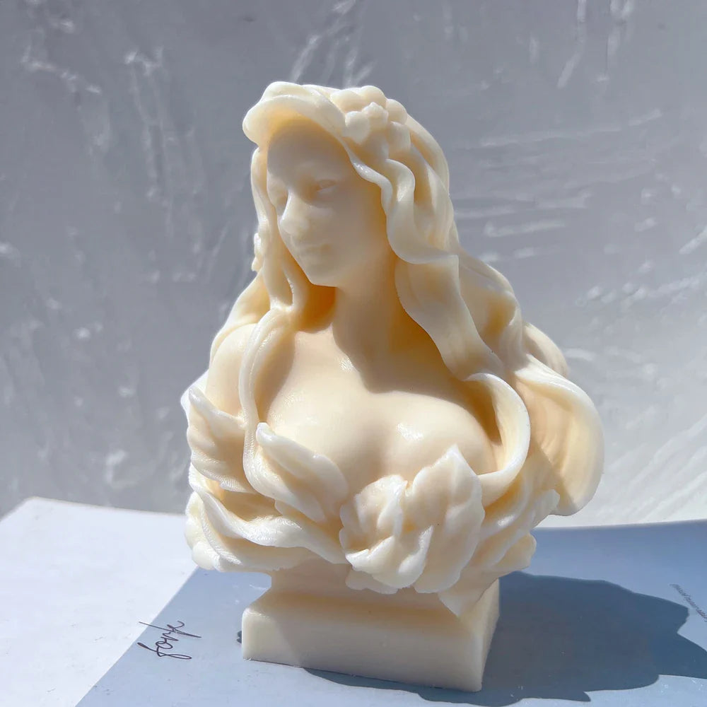 Beautiful Lady Statue Candle Mold Goddess Female Bust Silicone Molds Greek Art Woman Sculpture Soy Wax Tool