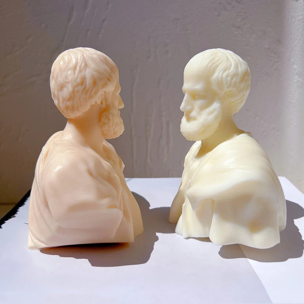 Aristotle Statue Candle Mold Greek Philosopher Bust Silicone Molds Greek Art Man Sculpture Wax Tool Tabletop Ornament