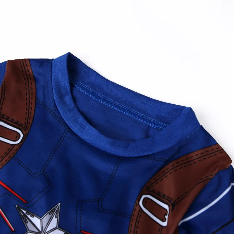 Avengers Superhero Pajama Set — Boys Long Sleeve Spider-Man & Iron Man Nightwear Cosplay Costume