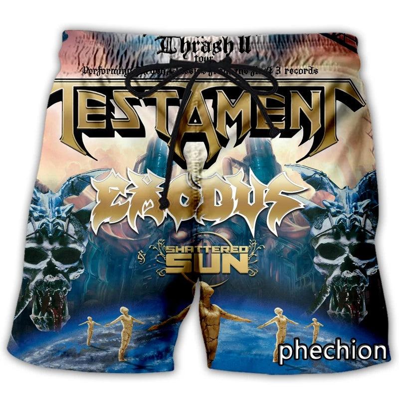 Unisex Testament ROCK 3D Print Casual Shorts Novelty Streetwear Men Loose Sporting Shorts - Lizard Vigilante