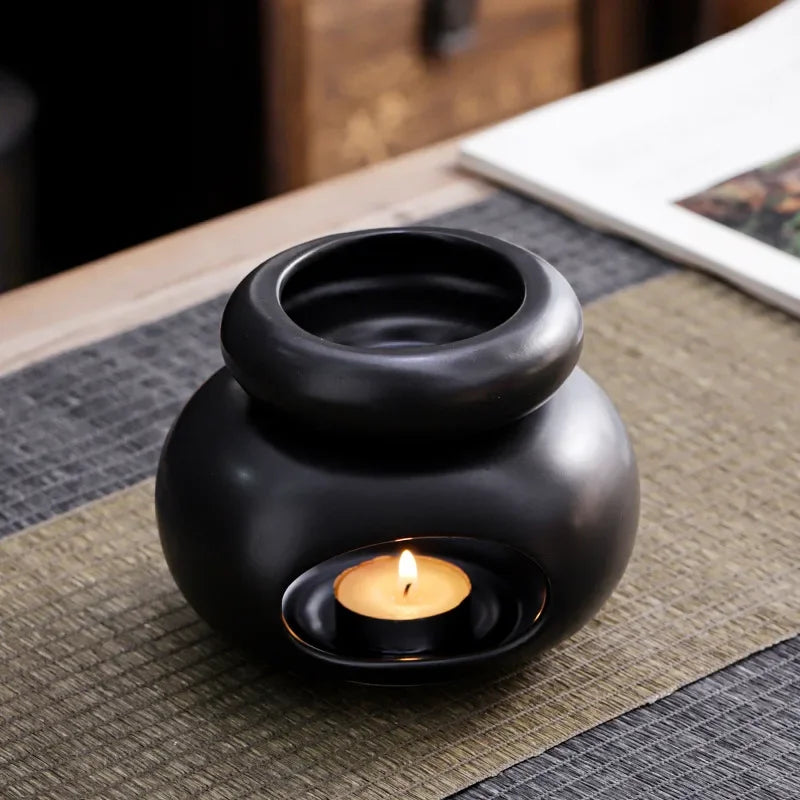3 in 1 Candle heating holder Ceramics Essential Oil incense Burner Big Capacity Aromatherapy Oil Lamp Candlestick Home Fragrance