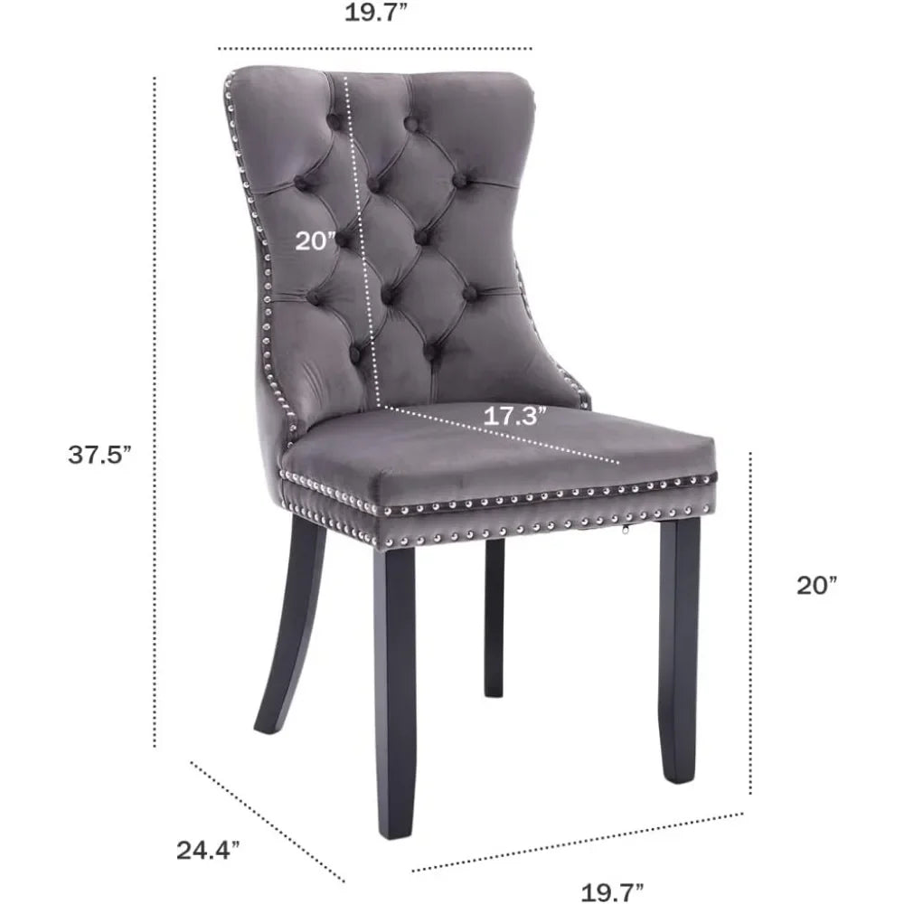 Luxury Velvet Dining Chairs Set of 6 | Tufted Button Back with Ring Pull Trim - Premium dining chair from Lizard Vigilante - Just $558.99! Shop now at Lizard Vigilante