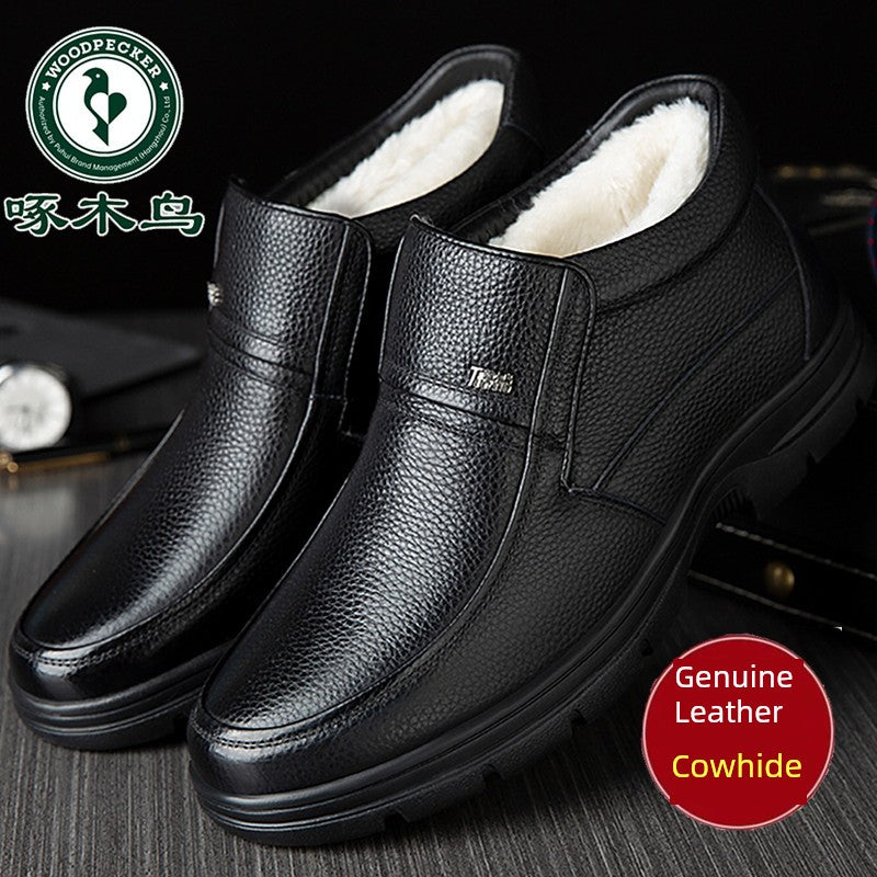 Woodpecker Winter Genuine Leather Wool-Lined Shoes – Cozy, Durable High-Top Warmth for Middle-Aged and Elderly Feet - Premium shoes from Lizard Vigilante - Just $81.08! Shop now at Lizard Vigilante