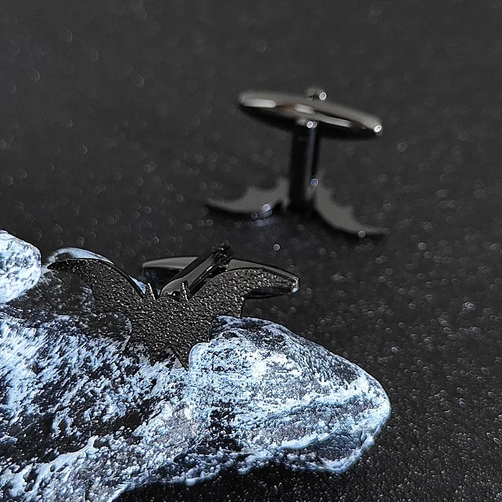 Luxury Bat Men Cufflinks Sleeve Wrist Buttons Shirt Clasps Stainless Steel Cuff Buckle Wedding Grooms Women Jewelry Gift Set - Lizard Vigilante