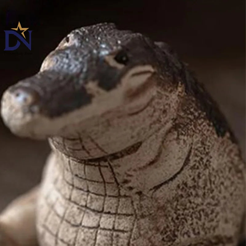Cute And Lovely Small Crocodile Garden Statue Durable Art Figurine For Backyard Parks Creative Animals Sculpture Home Decoration