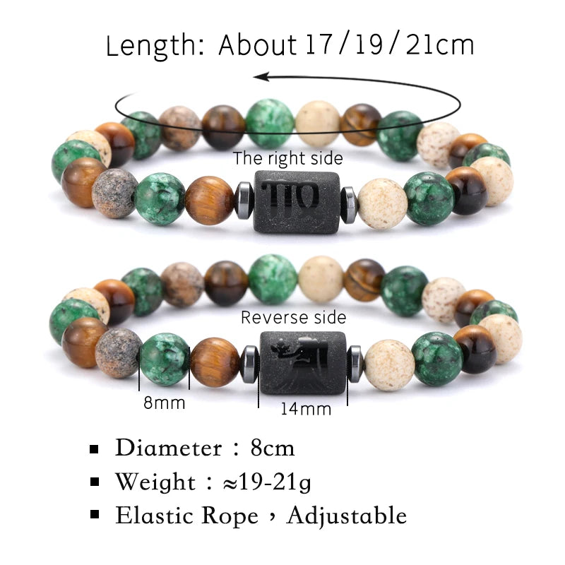 Zodiac Signs Natural Stone Bracelets Taurus Cancer Virgo Pisces Bracelets Ladies Men Couples Friendship Jewelry Gift Bracelet - Premium bracelet from Lizard Vigilante - Just $22.99! Shop now at Lizard Vigilante