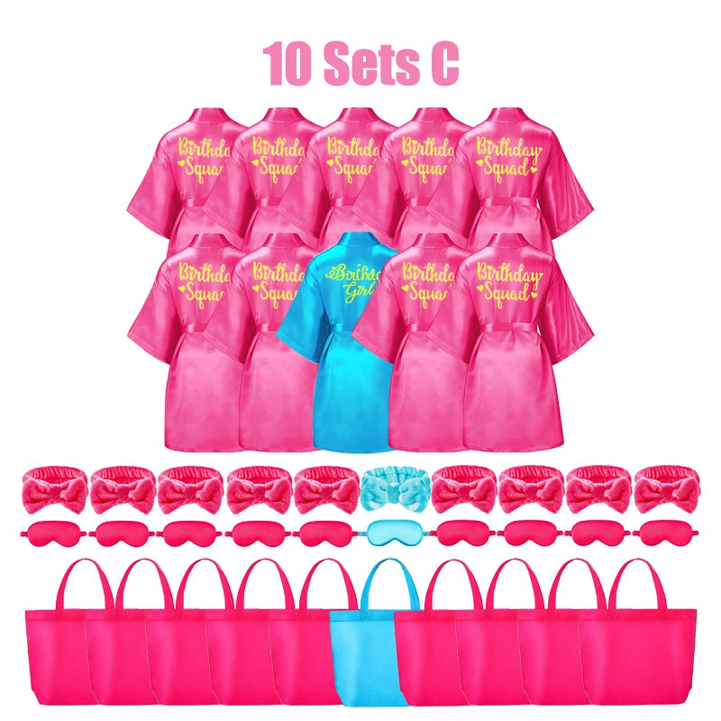 6/10/12 Set Birthday Squad Robes Spa Party for Girls Kimono Satin Spa Robes Child Party Favors for Kids Birthday Hot Pink Party - Premium  from Lizard Vigilante - Just $111.99! Shop now at Lizard Vigilante