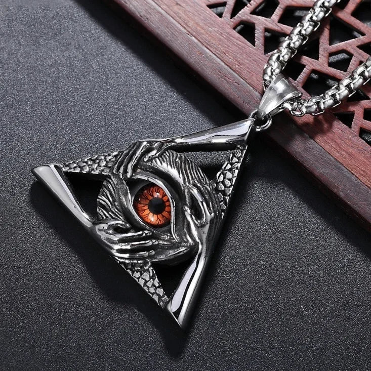 Retro Gothic Blue Evil Eye Protection Pendant Necklace for Men Boys Biker Amulets Punk Jewelry Gifts - Premium Jewelry from Lizard Vigilante - Just $3.99! Shop now at Lizard Vigilante