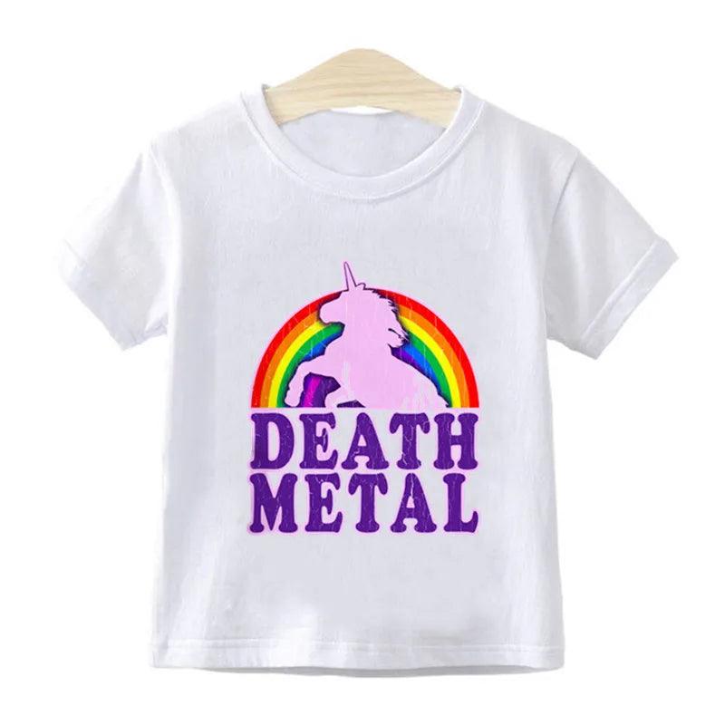 Rainbow Unicorn Death Metal Cartoon Print Kids T shirt Summer Casual Funny Girls Clothes Baby Boys Tops Children T-shirt,HKP2164 - Lizard Vigilante