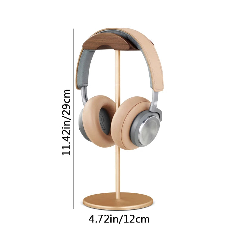 KOQZM Black Walnut Wood & Aluminum Alloy Headphone Stand – Gaming Headset Holder with Solid Metal Base for Desk Display - Premium headphone stand from Lizard Vigilante - Just $22.99! Shop now at Lizard Vigilante