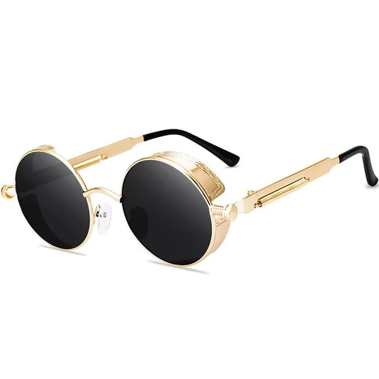 Steampunk Round Sunglasses - Men's Retro Steam Punk Style - Premium shades from Lizard Vigilante - Just $23.88! Shop now at Lizard Vigilante