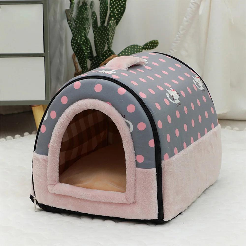 Portable Handle Type House For Cats 16 Kinds Printings Semi-enclosed 3D Plush Removable&Washable Warm Cat Villa Tent - Premium pet supplies from Lizard Vigilante - Just $20.99! Shop now at Lizard Vigilante