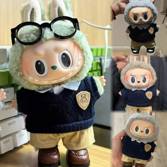 Labubu 17cm Clothes Outfit Accessories For The Monster Dolls Clothing Kid Gift Shirt Sweater Pants Shoes Student Uniforms