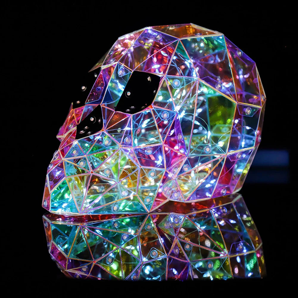 Halloween Gorgeous Shining LED Ghost Lights Decor Prismatic Ghost Iridescent Ghost Lantern Holiday Party Decor Atmosphere Prop