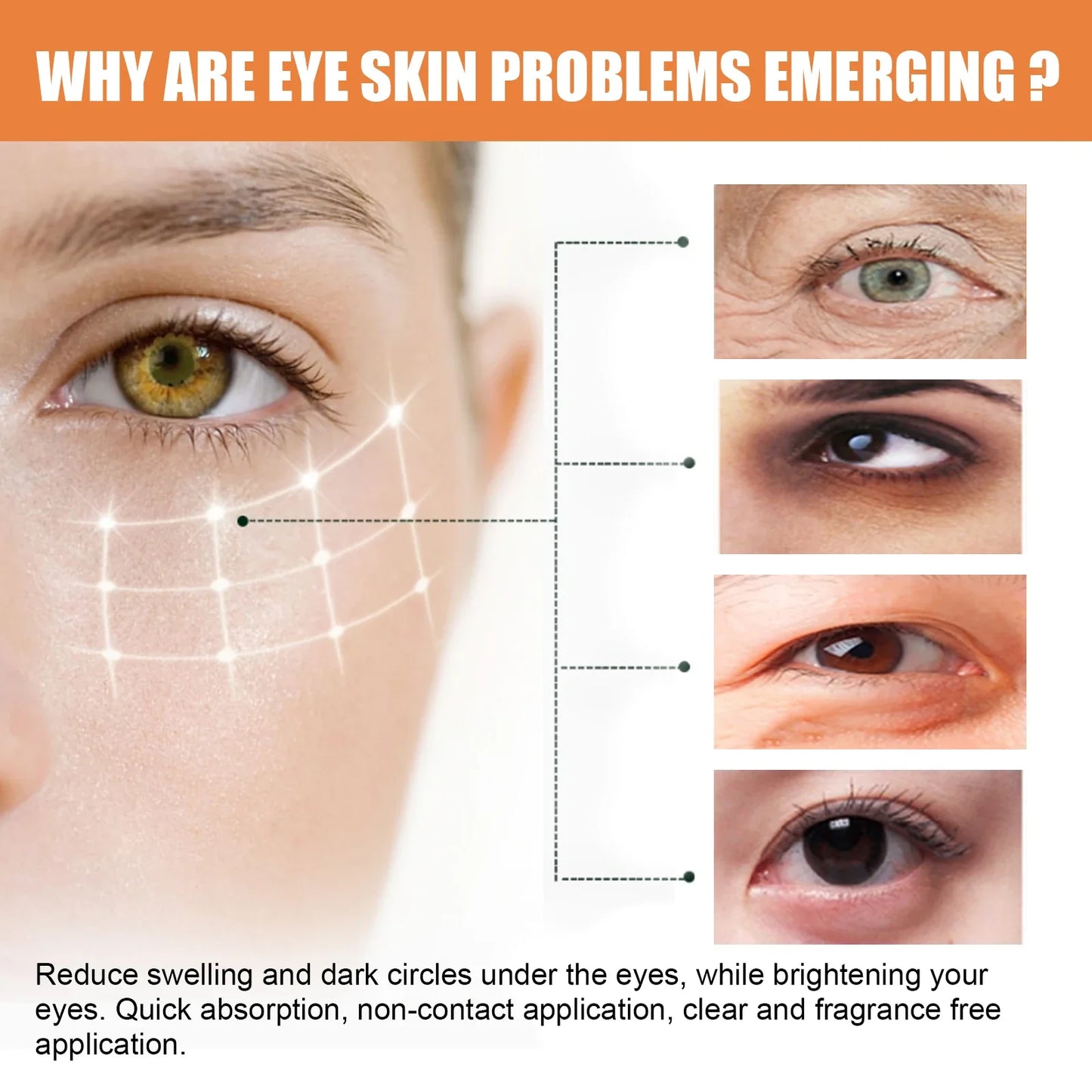 Vitamin C Eye Cream Stick Anti-Wrinkle Moisturizing Balm Eye Bag Removal Dark Circles Reduce Fine Lines Anti Puffiness Eye Cream