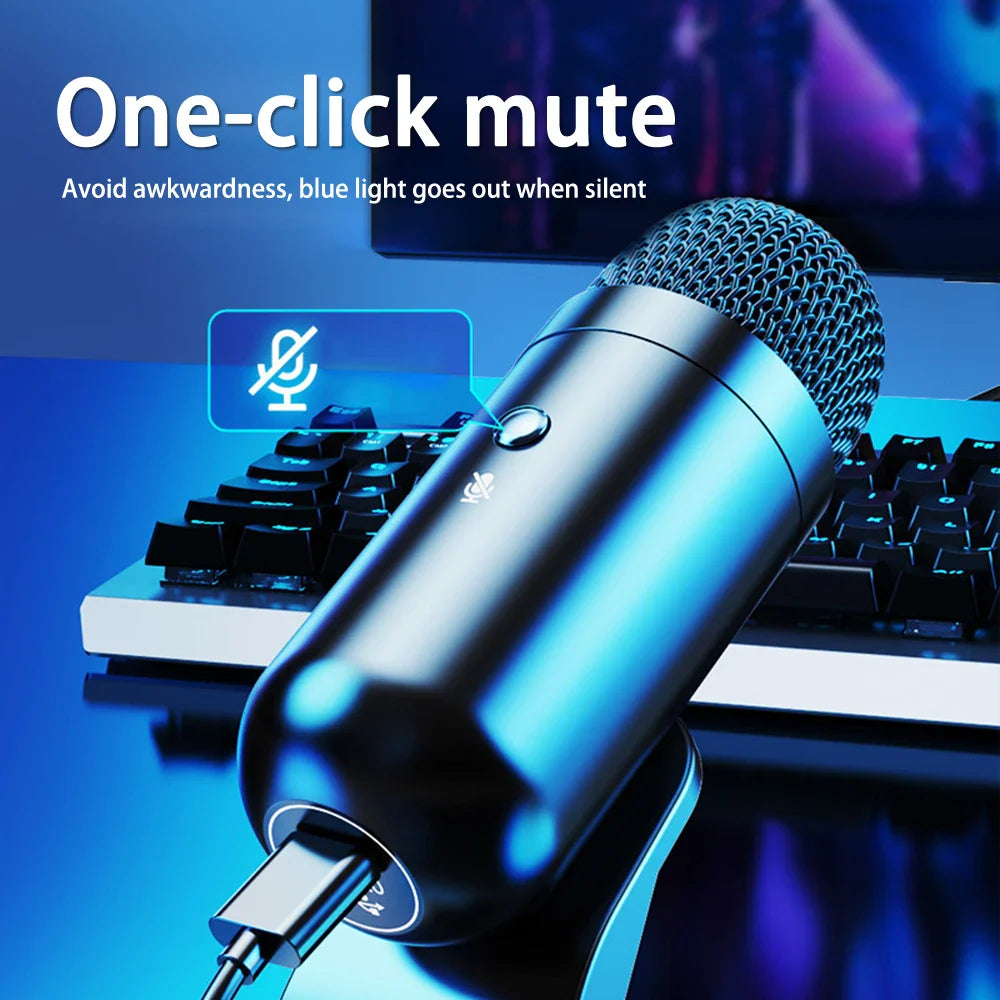 USB Gaming PC Microphone for Streaming Podcasts Desktop Wired Microphone Game Conference Recording Noise Cancelling Microphone