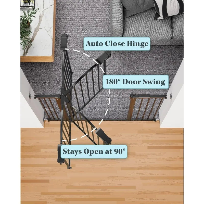 39.6” Dog Gate for Stairs & Doorways, 30" Tall Baby Gate Pressure Mount Pet Gates, Easy Step Auto Close Both Sides Walk Thru - Premium  from Lizard Vigilante - Just $82.99! Shop now at Lizard Vigilante