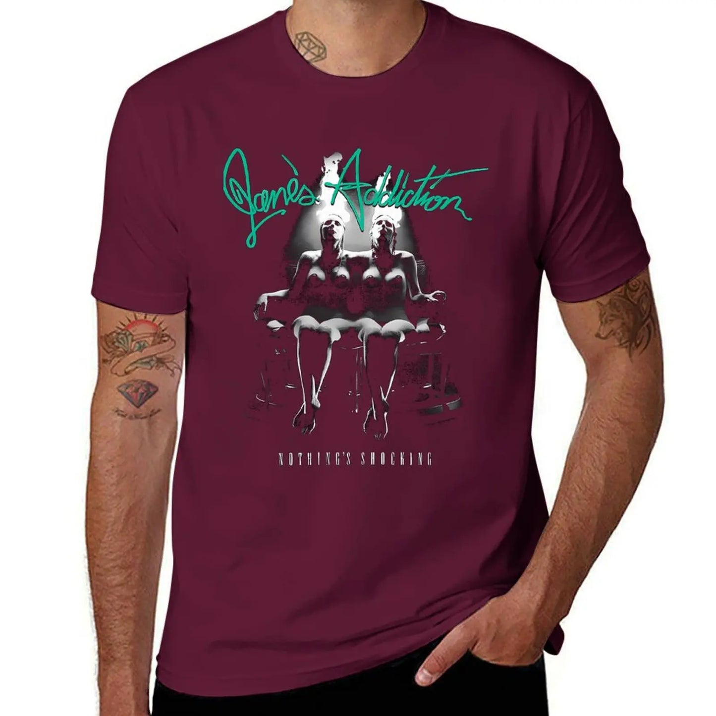 Jane's Addiction Band T-Shirt – Chic Hippie Style, Plus Size Casual Tee for Men – Blue Archive Print Short Sleeve Shirt - Premium T-Shirt from Lizard Vigilante - Just $19.99! Shop now at Lizard Vigilante