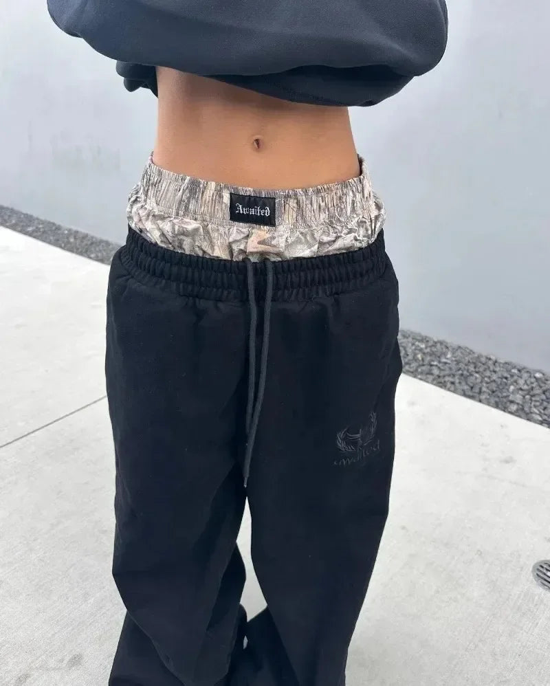2025Y2K  pants, old-fashioned double embroidered waist sweatpants, men and women casual hip-hop pants, street clothing hot sale - Premium  from Lizard Vigilante - Just $75.99! Shop now at Lizard Vigilante