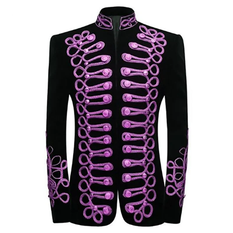 Mens Black Gold Embroidery Velvet Suit Blazer Party Banquet Stage Clothes for Singers Men High Quality Handmake blazer masculino - Premium  from Lizard Vigilante - Just $182.99! Shop now at Lizard Vigilante