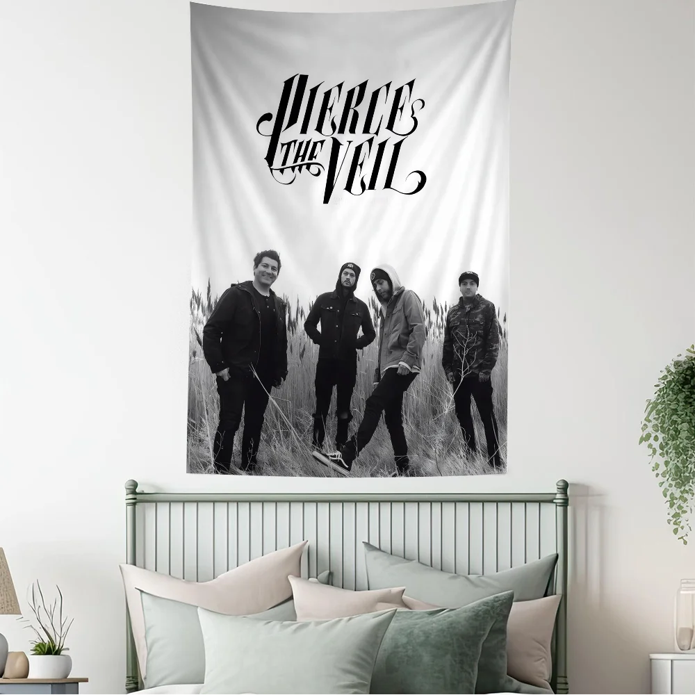 Pierce The Veil Band Anime Tapestry – Hippie Flower Wall Hanging for Dorm & Bedroom Decor - Premium tapestry from Lizard Vigilante - Just $26.99! Shop now at Lizard Vigilante