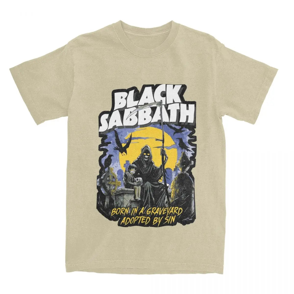 Born in a Graveyard Adopted by Sin Black Sabbath Rock Band T-shirts for Men Women Short Sleeve Tee Shirt 4XL 5XL 6XL Tops - Premium t-shirt from Lizard Vigilante - Just $23.88! Shop now at Lizard Vigilante