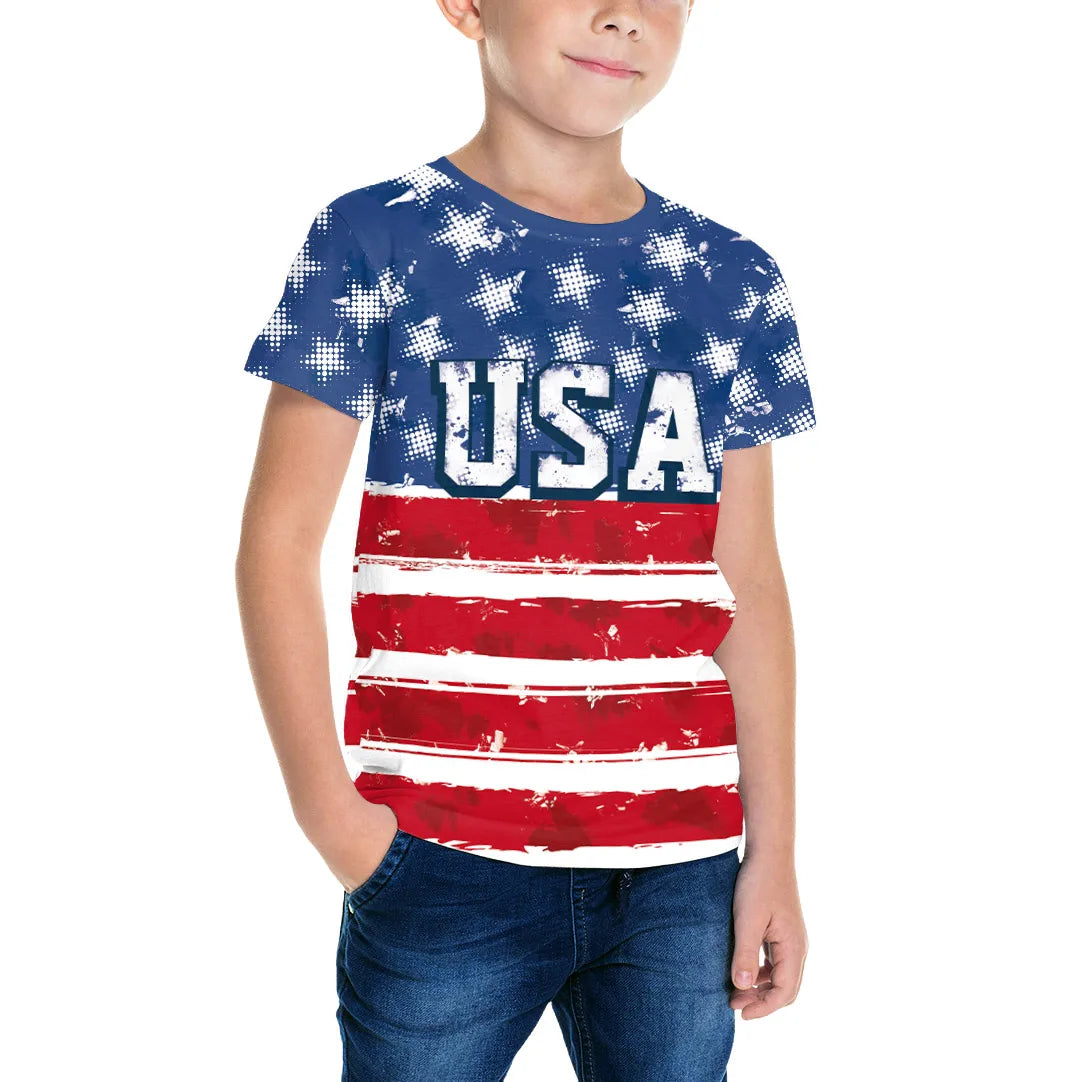 Patriotic Independence Day Kids T-Shirt – Fun National Flag Print Short Sleeve Party Costume - Premium T-Shirt from Lizard Vigilante - Just $24.99! Shop now at Lizard Vigilante