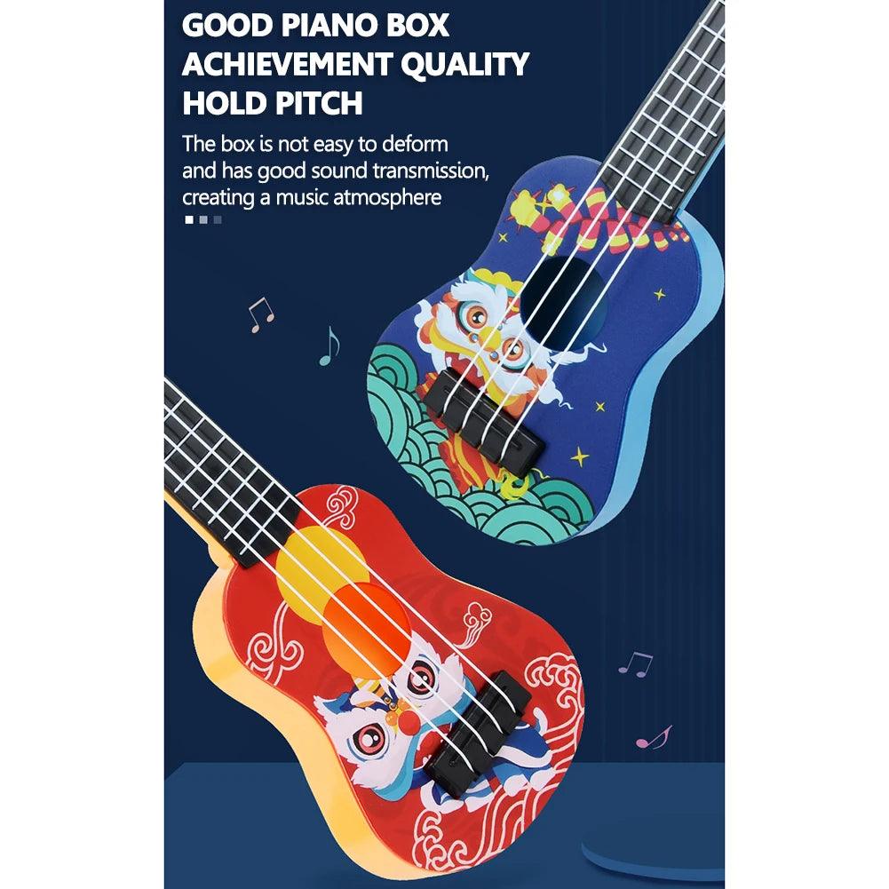 Soprano Ukulele 4 Strings Beginners Children Learning Guitar Musical Instruments Kids Classical String Instrument Party Supplies - Lizard Vigilante