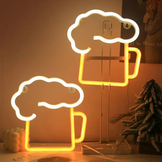 LED Beer Glass Neon Light Glowing Festival Decoration Desktop Atmosphere Neon Lamp KTV Bar Home Party Decor Adult Kid Gift - Lizard Vigilante